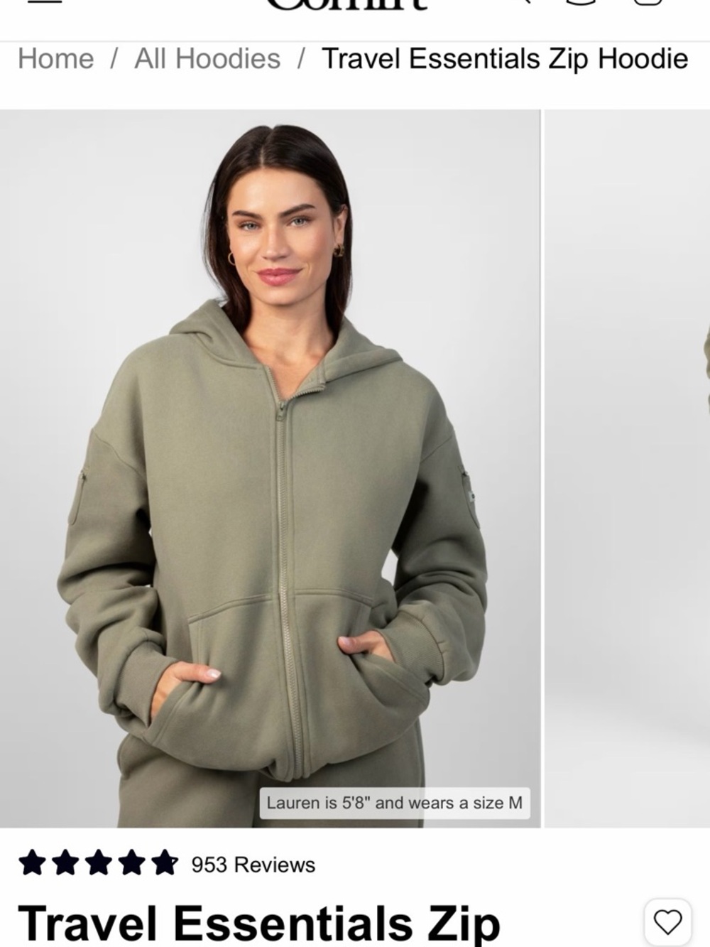 Comfrt Travel Essentials Zip Hoodie - Moss